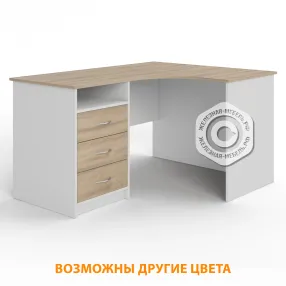стол рабочий угловой с тумбой су-1 правый (корпус лдсп белый, столешница лдсп дуб сонома)