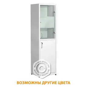 шкаф металлический для медикаментов с сейфом (стекло) шдмп-5 (белый)