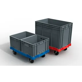 пластиковая тележка 600х400 мм для ящиков (с отверстием) колеса без тормозов, арт. 42.640