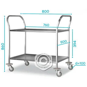 тележка для сервировки тдсп - 800х500х860 «profi ral» (2 уровня)