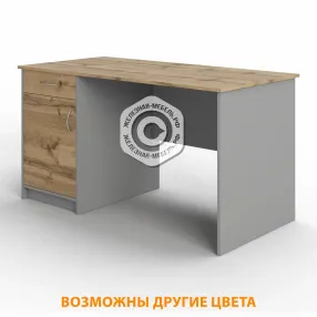 стол рабочий срт-12 (1200х600х750) с тумбой (корпус лдсп серый, столешница лдсп дуб вотан)