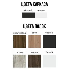 полка навесная gutta 470х690х250 (2 яруса) каркас чёрный, настил патина
