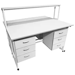 стол лабораторный островной с надстройкой сло 22.011 (белый)