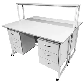 стол лабораторный островной с надстройкой сло 22.011 (белый)
