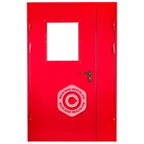 дверь ei 60 противопожарная остекленная двупольная