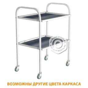 стол инструментальный (колеса резина) си-2н (каркас белый)